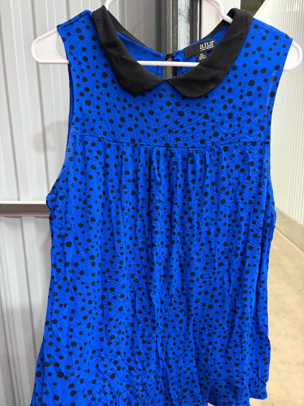 Blue Polka Dot Blouse, XL